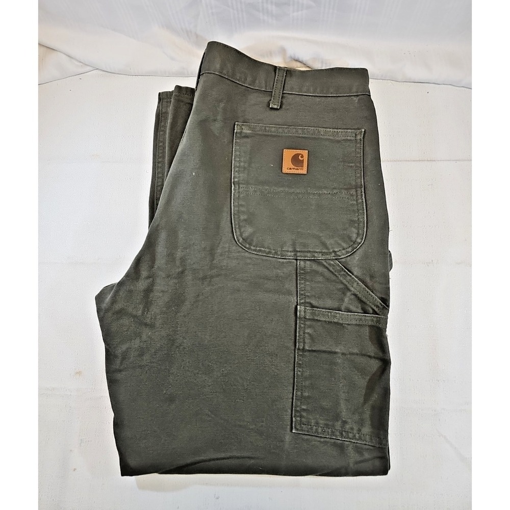 Carhartt Utility Work Pants Mens 36x30 MOSS Loose Fit Washed Duck B11-MOS NWOT